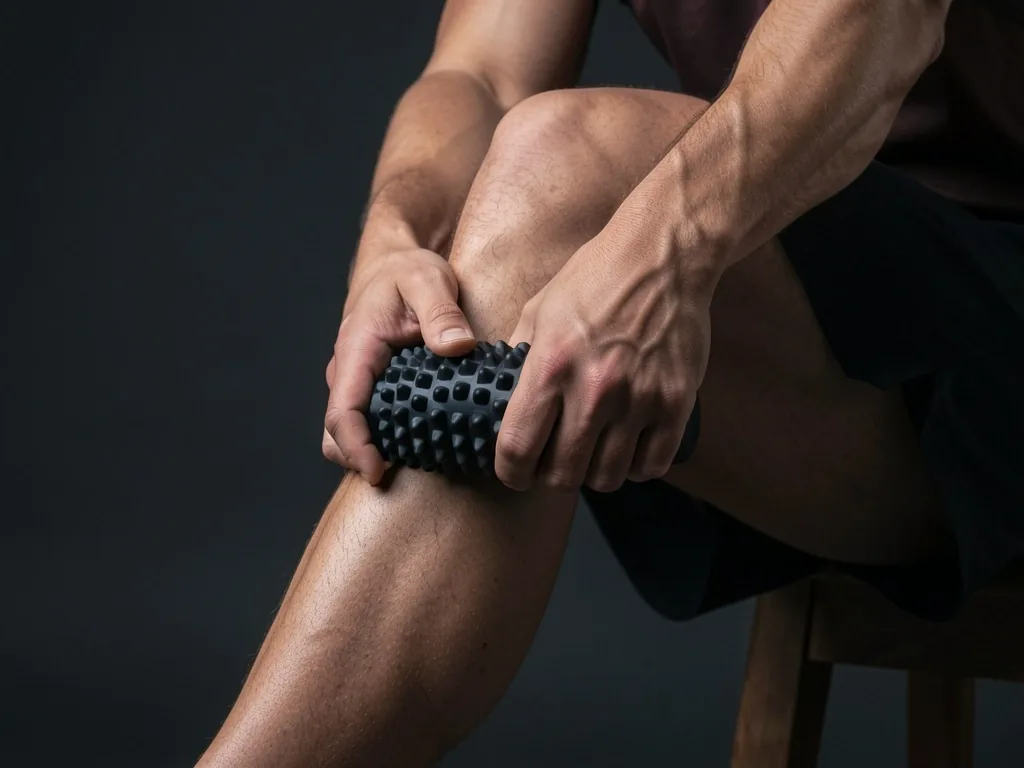 Muscle massage roller stick with ribbed sections