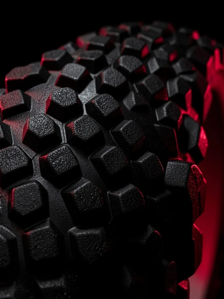 Close-up of a foam roller surface texture